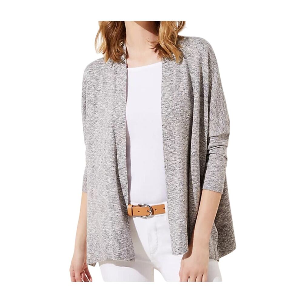 Loft Shimmer Open Poncho Sweater Cardigan Size Medium Oversized Dolman Sleeves